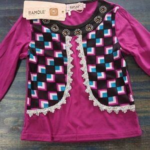 Ramole kids top,purple,blk,blue.NWT.Size 4.brand new condition